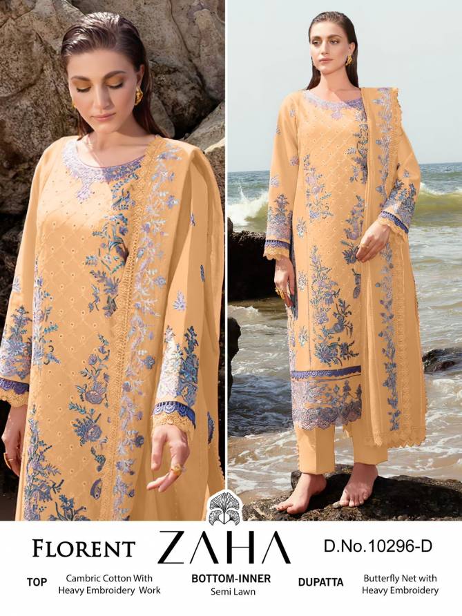 Florent 10296 A To D By Zaha Hits Cambric Cotton Pakistani Suits Wholesale Clothing Suppliers In India
